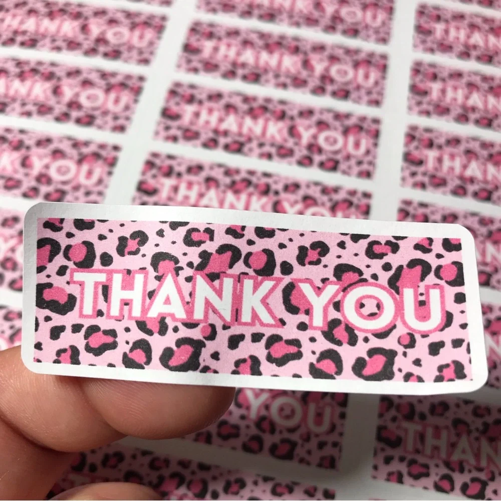 90ct cheetah animal print thank you stickers